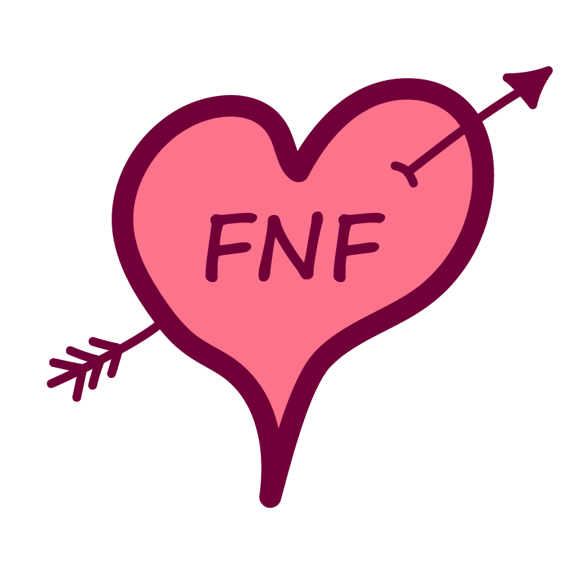 heart tattoo with FNF in the centre