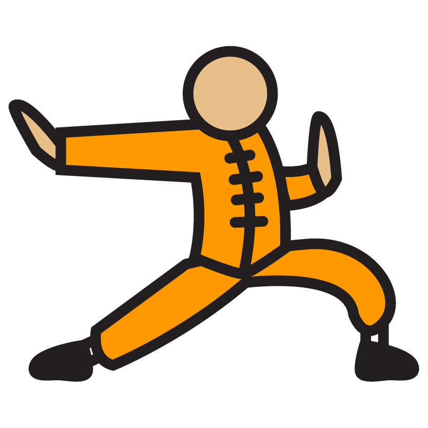 stickman karate figure wearing a yellow kung fu suit